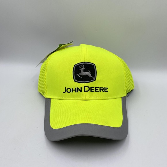 John Deere Other - John‎ Deere Hat Cap Snap Back Neon Yellow Mesh Trucker Reflective Mens One Size